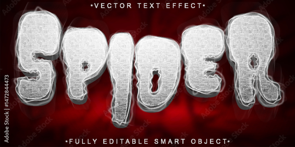 Poster horror spider vector fully editable smart object text effect