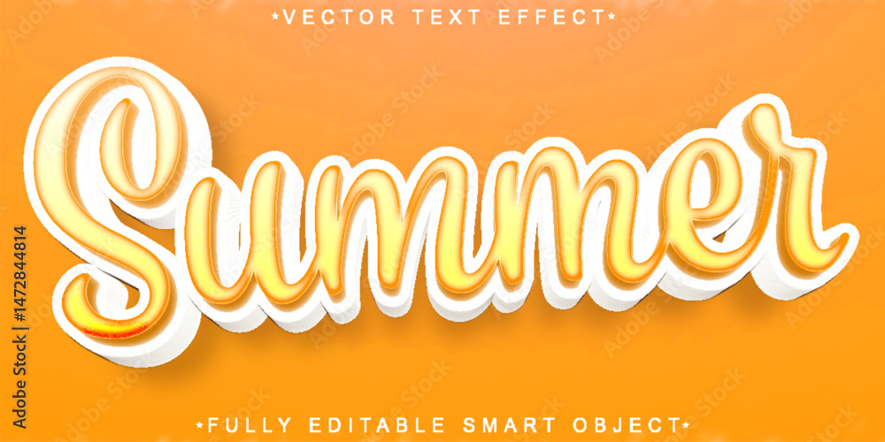 Poster cartoon summer vector fully editable smart object text effect
