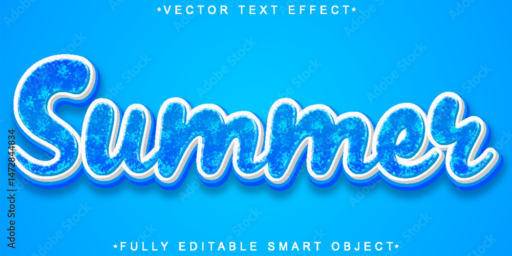 Poster cartoon summer vector fully editable smart object text effect