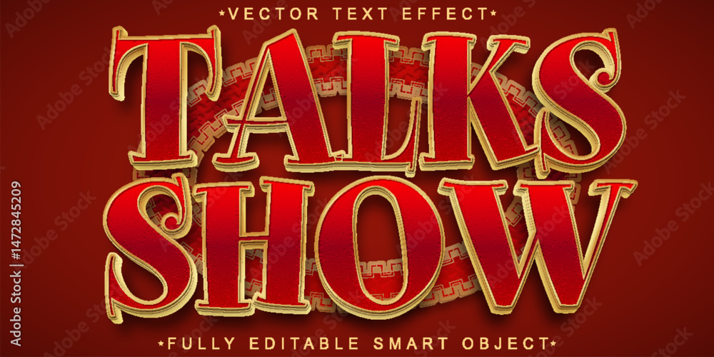 Poster cartoon red talks show vector fully editable smart object text effect