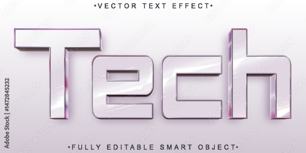 Poster White Tech Vector Fully Editable Smart Object Text Effect