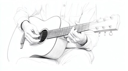 Naklejka premium A simple and beautiful line illustration of a mariachi guitar.