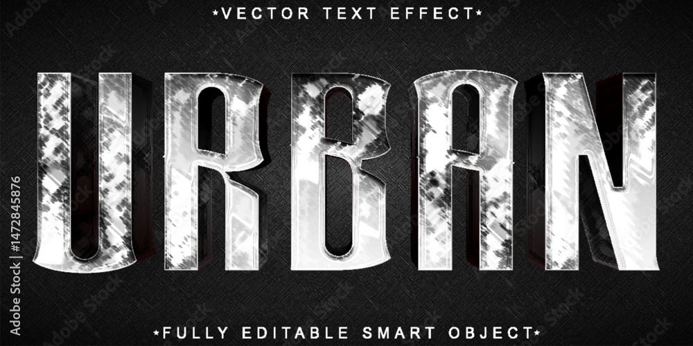 Poster silver worn dirty urban vector fully editable smart object text effect