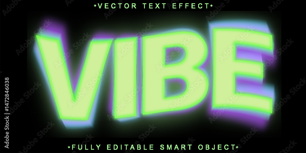 Poster vibe vector fully editable smart object text effect
