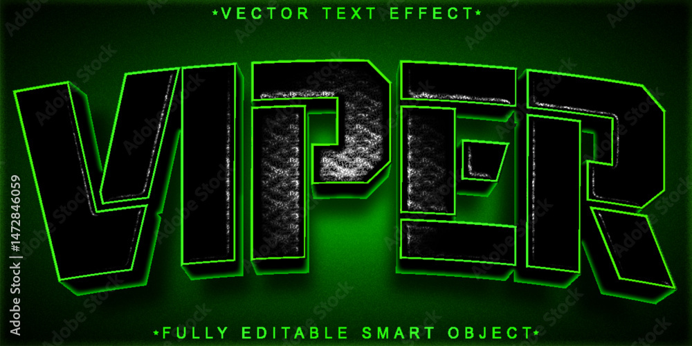 Aufkleber green snake skin viper vector fully editable smart object text effect