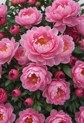 Vibrant pink peony and rose arrangement  Ideal for design projects  Ample blank space , soft, macro, closeup
