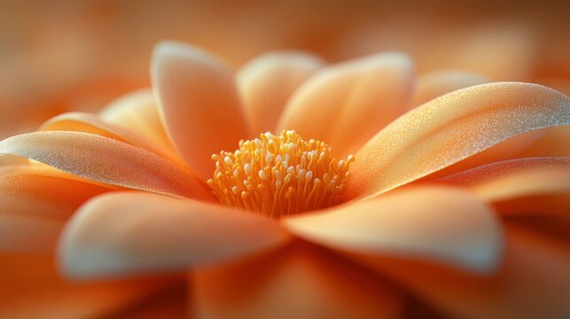Orange flower close-up showing detail of petals and stamen in a smooth soft focus