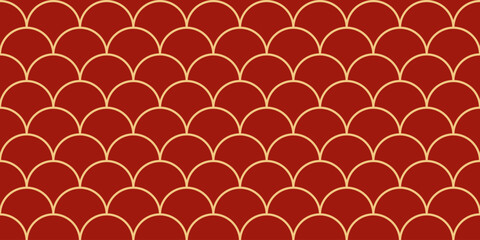 Fish scale pattern. Traditional Chinese background with golden lines. © Philia12