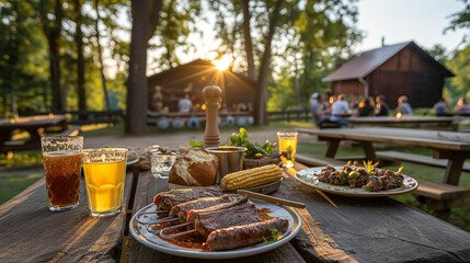 Outdoor summer party with natural light on a sunny day