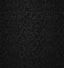 Intricate black damask, gothic swirls, shadowed details, decorative, black