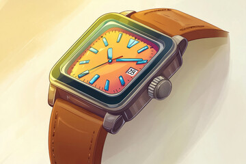 Modern square gradient color watch illustration