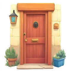 Charming house entrance door illustration