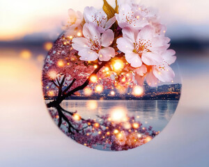 Delicate cherry blossom circle image