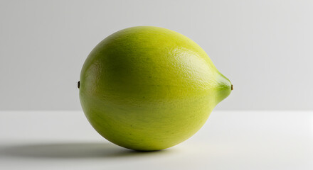 Bright Lime Sits On A White Table In Front Of A Pale Background
