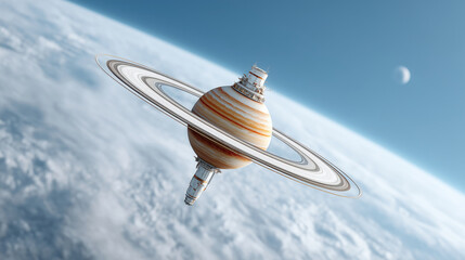 Stylized planet with ring system