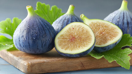 Fresh figs on cutting board