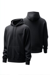 Minimalist black bamboo lightweight hoodie with front and back views