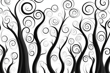 A black and white flower ornament is set against an isolated backdrop in this graphic