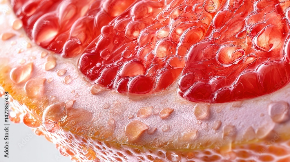 Poster a close-up image of a grapefruit with water droplets on its surface and a white background