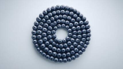   A blue O shape on a white background with space for text