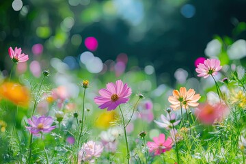 Fototapeta premium Vibrant cosmos flower field