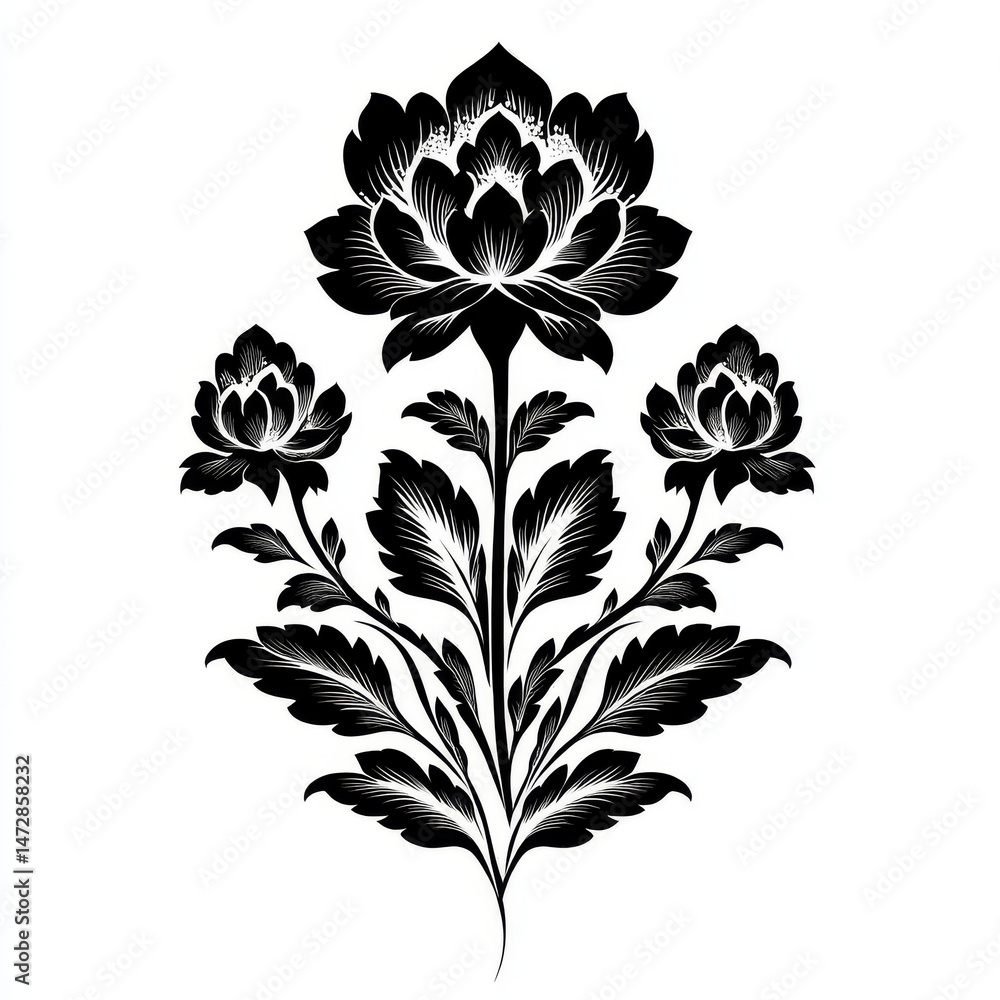 Poster the elegant corner design of the henna motif is characterized by intricate patterns of leaves and pe