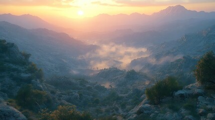 Fototapeta premium Majestic mountain range at sunrise