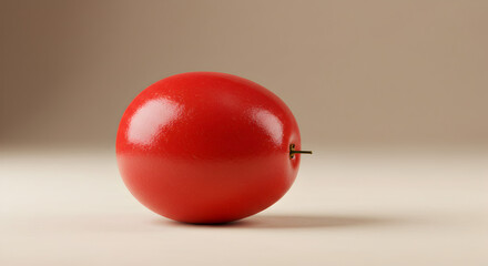 Stylized Red Apple Resting on a Flat Surface Against Plain Background