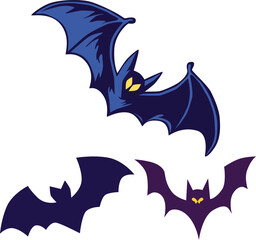 Bat isolated on transparent background. Simple vector set.