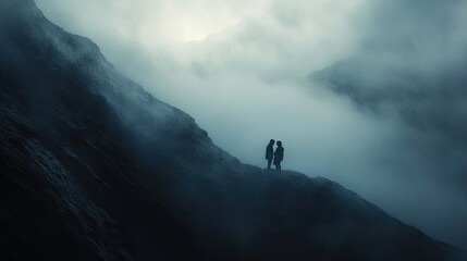 Fototapeta premium a thick fog rising from a valley