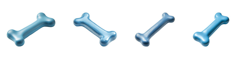 Fototapeta premium Set, group, collection of Blue rubber dog bone isolated on a transparent background.