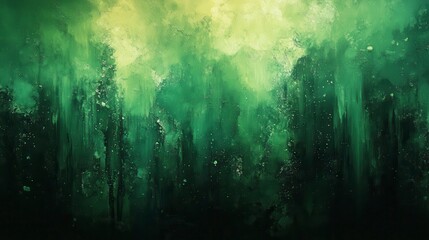 Abstract art with flowing green & yellow hues, creating an ethereal, underwater-like ambiance
