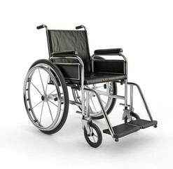 Fototapeta premium Modern wheelchair, dark gray upholstery, chrome metal frame
