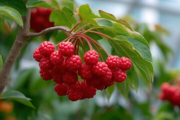 Vibrant Red Berries: A Cluster of Nature's Jewels