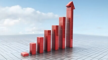 Growth chart diagram increasing business success and financial performance with arrow pointing up trend