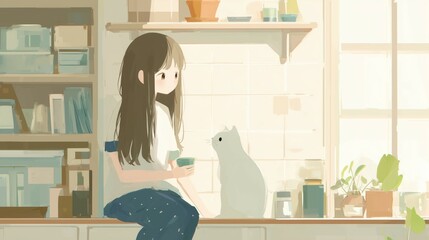 girl with cat