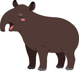 Fototapeta premium Tapir animal vector illustration with brown body and closed eyes in cartoon style for children and education materials