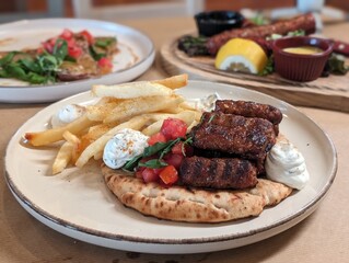 Greek restaurant food kebab
