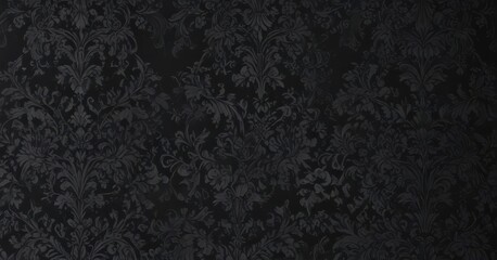 Intricate black damask wallpaper, seamless gothic floral vines , seamless, photography