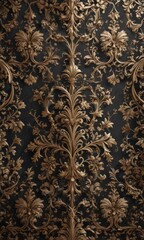 Intricate damask, swirling vines & leaves  Elegant, ornate wallpaper texture ,  leaves,  design