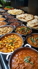 A Feast for the Senses: An array of Indian dishes, each a testament to culinary artistry, brimming with vibrant colors, and rich aromas, inviting a sensory adventure for any food enthusiast.