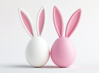 Two pastel eggs with bunny ears