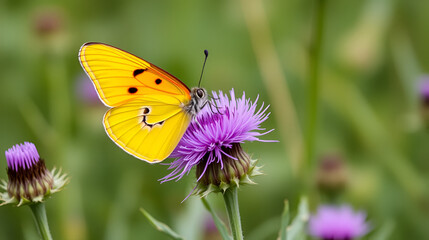 Obraz premium brimstone butterfly on a thistle flower