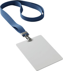 Blank ID badge with blue lanyard for identification purposes  