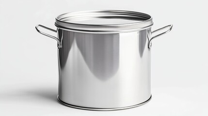 Stainless steel pot with lid and handles kitchen cooking utensil food home ware tool gray metal shiny
