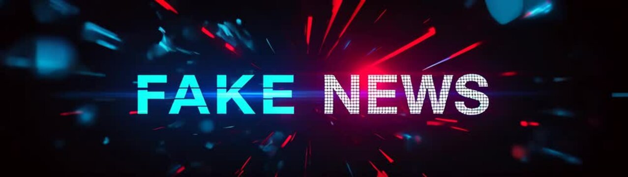 Fake news sign with a blurry background