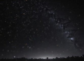 Obraz premium Sparkling stars scattered across a deep black night sky , cosmic, background