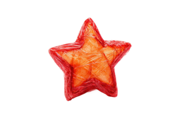 PNG Abstract red and orange star with textured threads on black background