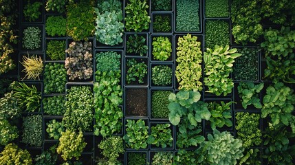 Vibrant green herb garden lush variety of plants growing in pots food farm soil life view fresh image