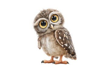 Fototapeta premium PNG Cute cartoon owl with big eyes on black background